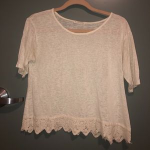 White Lace Bottom Tee